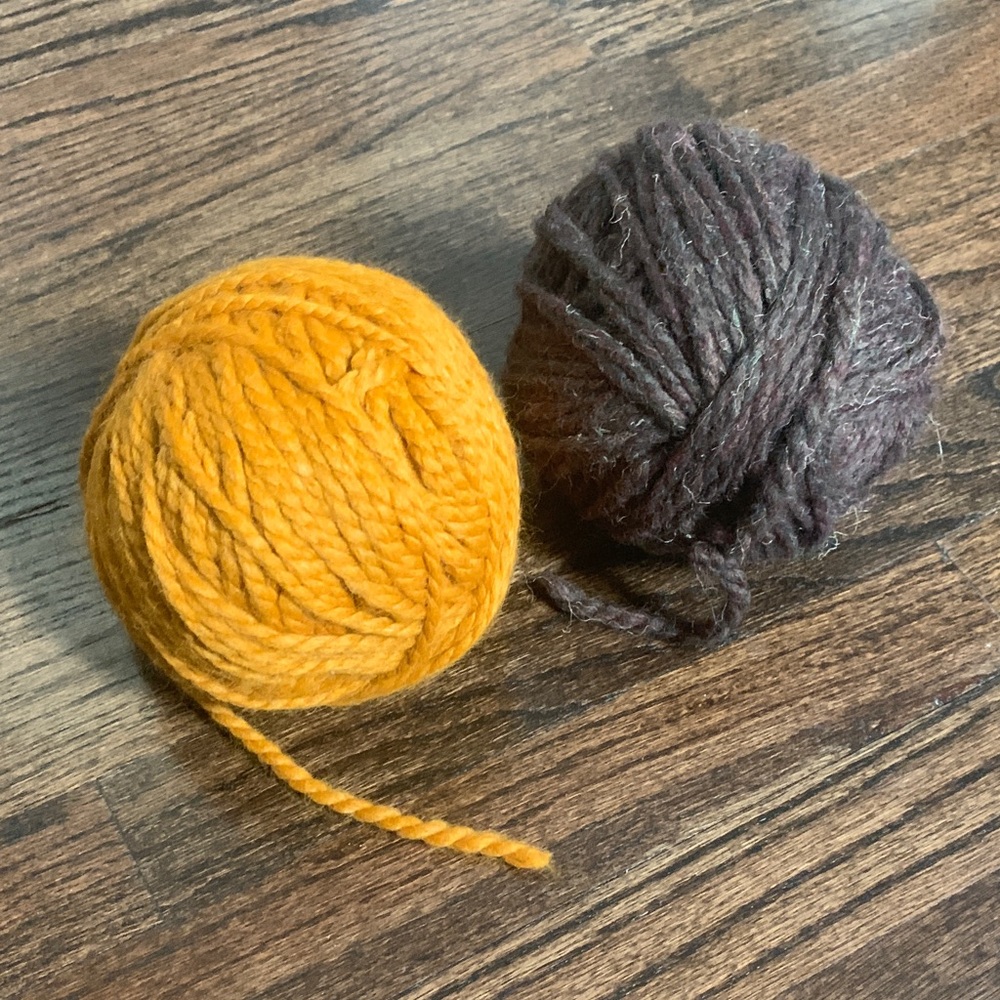 Yellow and Brown Wool Yarn Balls